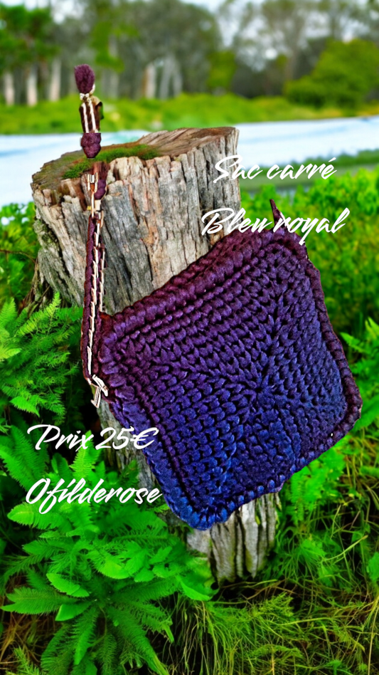 petit sac carré bleu royale